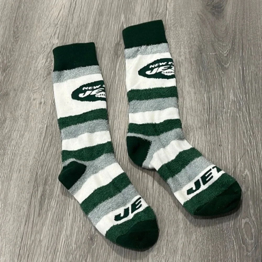 New York Jets Football High Socks Adult Cozy Fuzzy Green White Mid Calf
